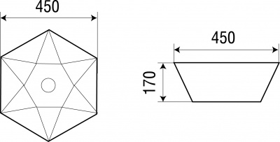 Раковина накладная шестиугольная ELBACH 1140 WeltWasser фото в интернет-магазине Русалия