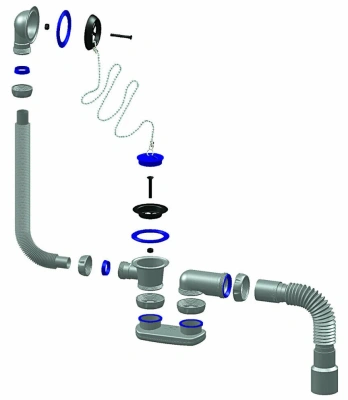 Слив-перелив для ванны с пробкой S12 Unicorn фото в интернет-магазине Русалия