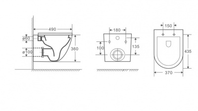 Унитаз подвесной безободковый с сиденьем микролифт GR-4455SQ tornado Grossman фото в интернет-магазине Русалия