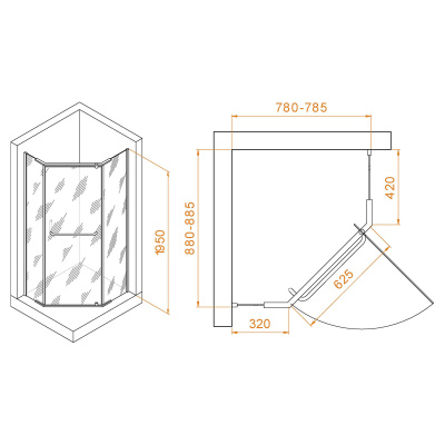 Душевой уголок RGW PA-091 80х90, стекло - прозрачное, профиль хром фото в интернет-магазине Русалия