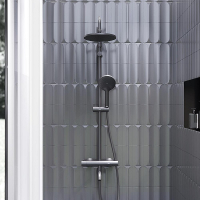 977810300 Jupiter душевая система со смесителем ТМС, ванна/душ, чёрный фото в интернет-магазине Русалия