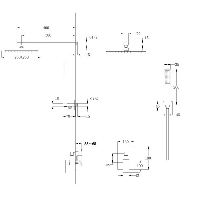 Душевая система ABBER Daheim AF8219G скрытого монтажа без излива, золото матовое фото в интернет-магазине Русалия