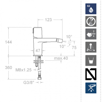 Смеситель для биде однорычажный TZAR 340301 Ramon Soler фото в интернет-магазине Русалия