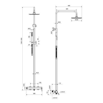 Система для душа наружного монтажа EXCELLENT Rain Pi AREX.1281CR (хром) фото в интернет-магазине Русалия