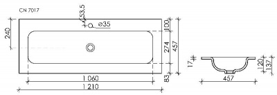 Умывальник накладной прямоугольный Element 1210*457*137мм CN7017 Ceramica Nova фото в интернет-магазине Русалия