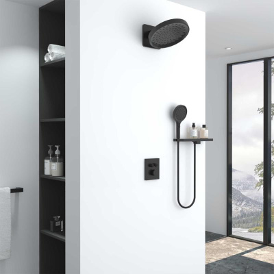 Душевой комплект Inspire VSFW-3I21MT3RMB встраиваемый, термостатический, двухрежимный, черный Vincea фото в интернет-магазине Русалия