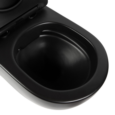 BOND F01-108 Унитаз подвесной безободковый черный с сиденьем с микролифтом фото в интернет-магазине Русалия