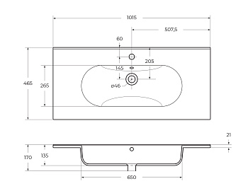 LOVE Керамическая раковина LOV-1000-LVB 1010x460x170 Belbagno фото в интернет-магазине Русалия