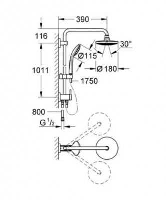 Душевая система Euphoria 27297001 Grohe фото в интернет-магазине Русалия