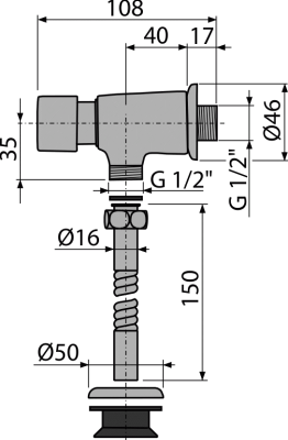 Кран для писсуара кнопочный ATS001 Alcaplast фото в интернет-магазине Русалия