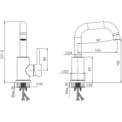 Смеситель для раковины BELZ оружейная сталь (B10810-3) фото в интернет-магазине Русалия