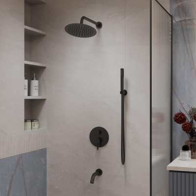 Душевой комплект Villa VSFW-1VL3MB встраиваемый, 3 режима, черный Vincea фото в интернет-магазине Русалия