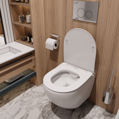 Унитаз SELLA Aria MW ТЕРМООБЖИГ (не плёнка) подвесной безободковый белый матовый Ceruttispa CT9161 (490х360х325) фото в интернет-магазине Русалия