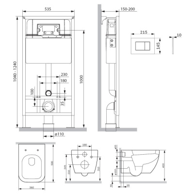 IS70238.901701 Инсталляция с клав ProC S мат черн с подвес унит Gem FlashClean с сид м/лифт фото в интернет-магазине Русалия