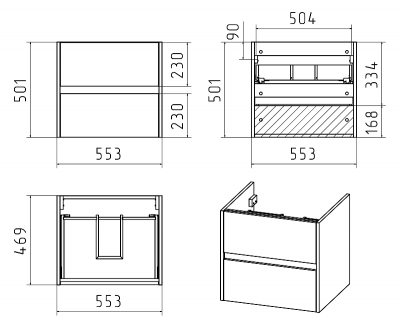 Тумба Алиса 58 подвесная с раковиной Misty Алиса 58 Misty фото в интернет-магазине Русалия