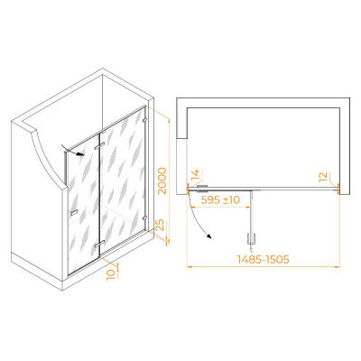Душевая дверь RGW SV-004 1500, стекло прозрачное, профиль хром фото в интернет-магазине Русалия