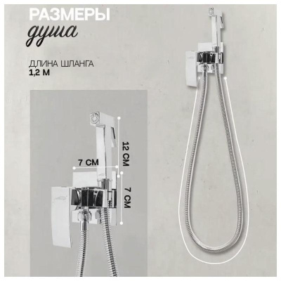 Гигиенический душ со смесителем встраиваемый Hansberge H3077C, хром фото в интернет-магазине Русалия