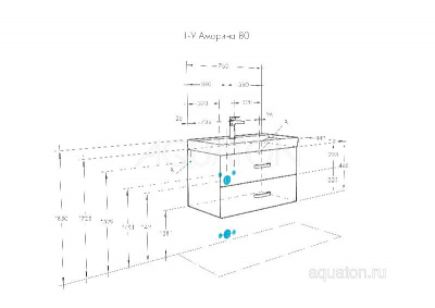 Тумба под раковину AQUATON Америна 80 белый 1A137701AM010 фото в интернет-магазине Русалия