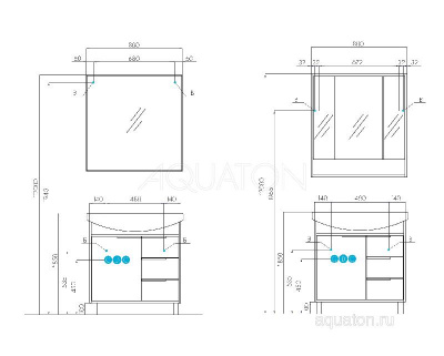 Тумба под раковину AQUATON Рико 80 белый, ясень фабрик 1A215401RIB90 фото в интернет-магазине Русалия