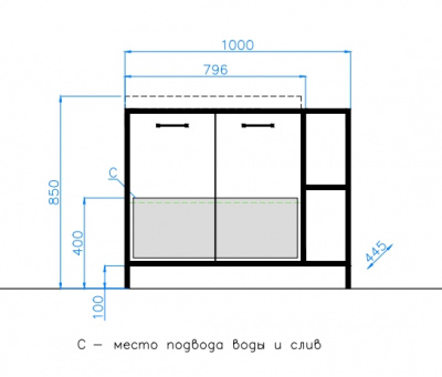 Комплект мебели ЛОФТ 1.1 80/100 см Classic 80 БЕТОН Style Line фото в интернет-магазине Русалия