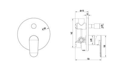 AQ1846CR НИКА смеситель для ванны (внешняя и скрытая часть) Aquatek фото в интернет-магазине Русалия