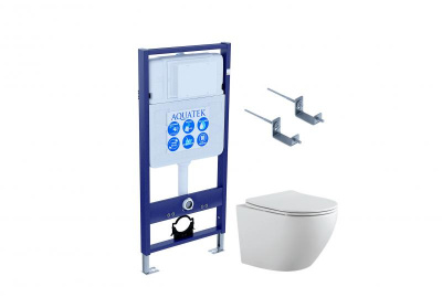 Set AQUATEK ЕВРОПА-KKI2  (рама AQUATEK Standard INS-0000012+звукоизоляционная прокладка+крепеж KKI-0000002+унитаз ЕВРОПА AQ1901-00+тонкое сиденье с механизмом плавного закрывания) фото в интернет-магазине Русалия