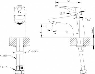 Смеситель для умывальника Drop-D F148162C Bravat фото в интернет-магазине Русалия