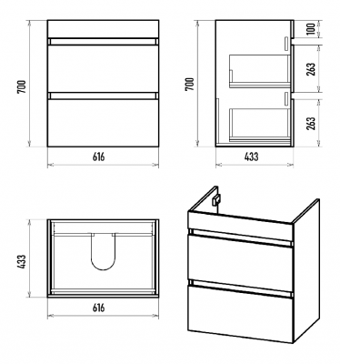 Тумба Мира 65 с раковиной Dreja Soft 65 Misty фото в интернет-магазине Русалия