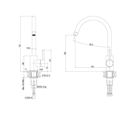 Смеситель для кухонной мойки ESKO K4 (K4) фото в интернет-магазине Русалия