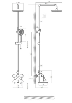 Душевая система D&K Bayern.München хром (DA1563701B18) фото в интернет-магазине Русалия