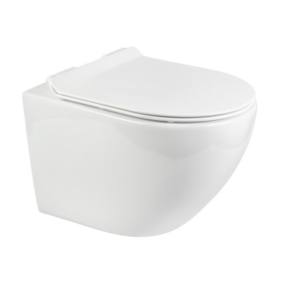 BOND F01-10 Унитаз подвесной безободковый белый с сиденьем с микролифтом фото в интернет-магазине Русалия