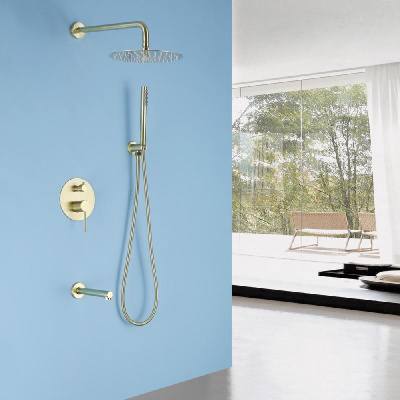 Душевая система ABBER Emotion AF8817G скрытого монтажа с изливом, золото матовое фото в интернет-магазине Русалия