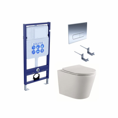 SET AQUATEK ВЕГА cmp-016 (рама AQUATEK Standard INS-0000012 с клавишей KDI-0000016 и крепежом KKI-0000002+унитаз ВЕГА AQ1904-00 с тонким сиденьем sc фото в интернет-магазине Русалия