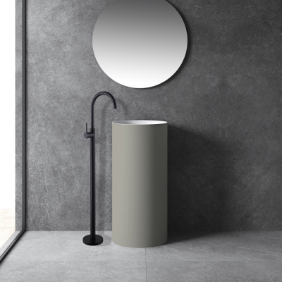 Смеситель ABBER Wasser Kreis AF8141B напольный для раковины, черный матовый фото в интернет-магазине Русалия