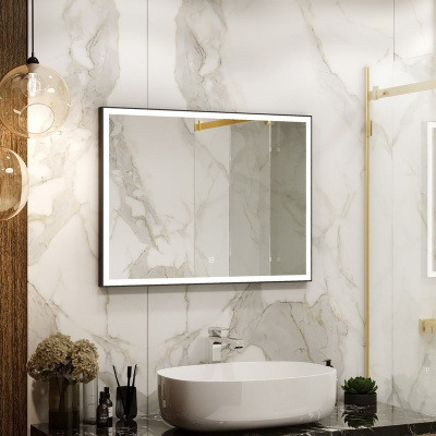 Зеркало с подсветкой Frame Black 800x600 ЗЛП183 Continent фото в интернет-магазине Русалия