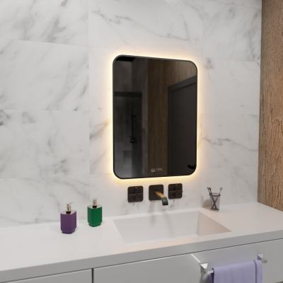 Зеркало для ванной прямоугольное GRYNING 600х800 OWLM200306 черный пескоструй OWL фото в интернет-магазине Русалия