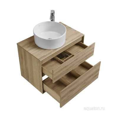 Тумба под раковину AQUATON Либерти 75 2 ящика, дуб эльвезия 1A279501LYC70 фото в интернет-магазине Русалия