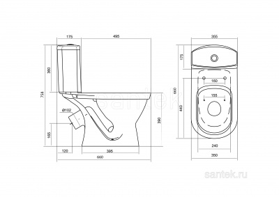Унитаз - компакт с сиденьем дюропласт Алькор 1WH302140 Сантек фото в интернет-магазине Русалия