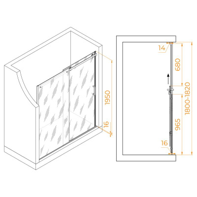 Душевая дверь RGW TO-14 1800, стекло прозрачное, профиль хром фото в интернет-магазине Русалия