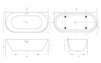 Акриловая ванна BELBAGNO BB412-1700-800-MATT, пристенная, белая матовая фото в интернет-магазине Русалия