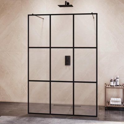 Душевая перегородка RGW WA-018B 1300, стекло с рисунком (шелкография), профиль черный фото в интернет-магазине Русалия