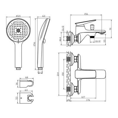 Смеситель для ванны с душем OLIVE'S TARONE хром (38201TN) фото в интернет-магазине Русалия
