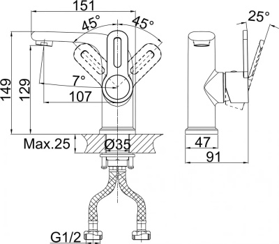 Комплект смесителей DK DA1350001SET (DA1352101,DA1353201) фото в интернет-магазине Русалия