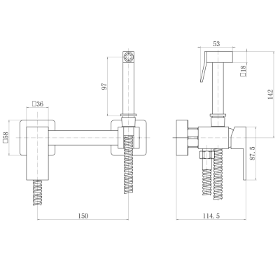 Смеситель с гигиенической лейкой FASHUN оружейная сталь (A7504-17) фото в интернет-магазине Русалия