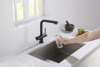 Смеситель для кухни с подключением фильтра Timo Saona черный (2396/03F) фото в интернет-магазине Русалия