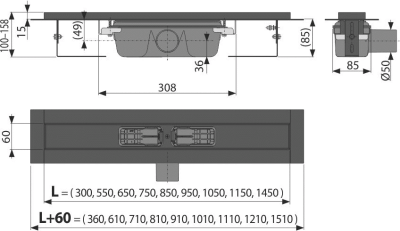 Водоотводящий желоб APZ1-750BLACK AlcaPlast фото в интернет-магазине Русалия