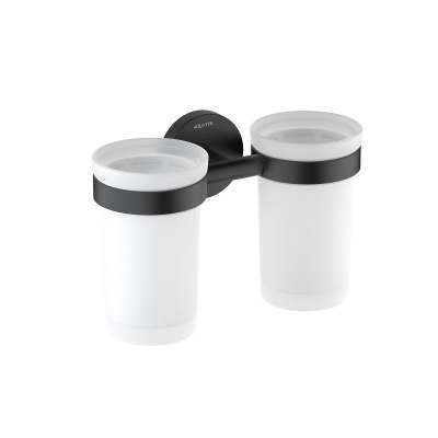 Стакан с держателем двойной AQUATEK, матовый черный AQ4117MB ЕВРОПА фото в интернет-магазине Русалия