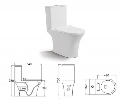 Унитаз-компакт безободковый с сиденьем микролифт REKO ТК-201 Timo фото в интернет-магазине Русалия