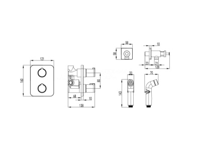 Смеситель Lemark Yeti термостатический с гигиеническим душем (LM7820С) фото в интернет-магазине Русалия