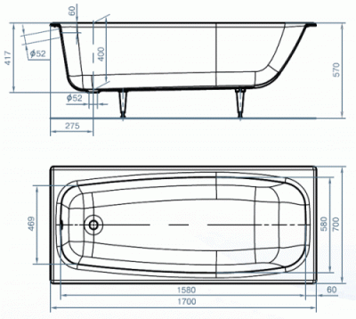 Ванна чугунная Грация 170х70 Универсал фото в интернет-магазине Русалия